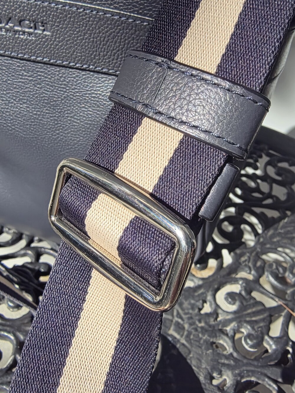 Coach Charles Flight Shoulder/Crossbody Bag, Blue Leather - Picture 4 of 11